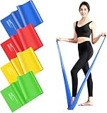 4er-Set Fitnessbänder, 1.5M Lang Fitnessband Widerstandsbänder in 4 Stärke, Resistance Bands Gymnastikband für Crossfit, Muskelaufbau, Yoga, Pilates für Männer und Frauen