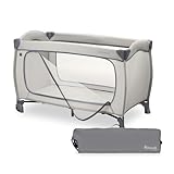 Hauck Sleep N Easyfold, Dark Grey - Schnell Faltbares Baby Reisebett ab Geburt bis 15 kg, mit Rollen, Tragetasche, Großem Schlupf & Faltboden, Klein Zusammenklappbar, 125 x 69 x 82 cm & 7,6 kg