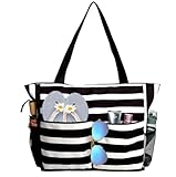 TAHAVICE Strandtasche Damen mit Reißverschluss, Große Strandtasche xxl Familie, Badetasche Damen Wasserdicht, Beach Bag Tote Bag für Strand Reisen Pool Fitnessstudio