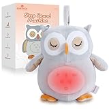 FUNYKICH Einschlafhilfe Baby mit Aufnahmefunktion, Plüschtier Eule White Noise Machine, 12 beruhigende Klänge, Nachtlicht, Wireless Lautsprecher, Timer, Abnehmbar & Waschbar, Geschenk für Neugeborene