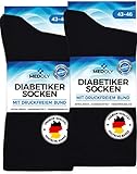 MEDOLY Diabetikersocken (6 Paar) ohne Gummibund, mit 97% Baumwolle, für Damen & Herren - Socken ohne störende Naht, Diabetiker Socken ohne Bund