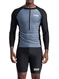 Jowowha Herren Rash Guard Set Langarm Badeanzug Zweiteiler Bademode Langarm Badeshirt + Badeshorts Sommer Surfen Badebekleidung Schwarz L