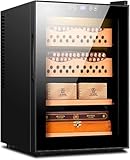 Zigarren-Humidorschrank, elektrisch, 50 l, mit Feuchtigkeitskontrolle und Dual-Core-Kühlung, für bis zu 300 Zigarren