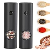 Elektrische Pfeffermühle, Salz und Pfefferstreuer 2er Set, Gewürzmühle mit LED 4 AAA Alkaline Batteries Salzmühle mit 70ml Transparenter Behälter für Grobes Salz