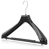 Hangerworld 10 Stabile Kunststoff Kleiderbügel 42cm Schwarz Rutschfester Hosensteg mit Schaumstoff