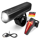 MEGHNA Fahrradleuchten-Set Fahrradlampenset StVZO CE Zugelassen Vorne+Rück Fahrradbeleuchtung Fahrradlicht IPX5 Wasserdicht Fahrrad Lichter LED mit USB (Style-2)