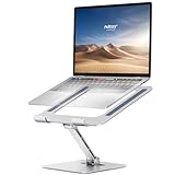 NULAXY Laptop Ständer für Schreibtisch, Höhenverstellbar Faltbarer Laptop Halterung, Ergonomischer Belüfteter Aluminium Laptophalter Kompatibel mit MacBook, Dell, HP Alle 10-14” Notebooks- Silber