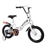 Kinderfahrrad 12 Zoll, 14 Zoll, 16 Zoll und 18 Zoll Freestyle Jungen- und Mädchenfahrräder mit Stabilisatoren, Schutzblechen und Halterungen (weiß 14 Zoll)