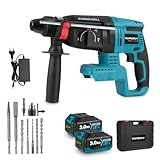 Yofidra 18V Akku-Bohrhammer Set mit 2 3.0Ah Akkus | 4-in-1 SDS-Plus Bohrhammer | 650W, 0-1000 U/min, 4800 BPM | Schlagbohrmaschine für Beton, Stahl, Holz | inkl. 10-tlg. Zubehör & Koffer