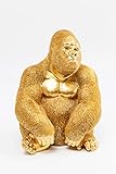 Kare 61446 Design Deko Figur Side Medium Gold, kleine Form eines Gorillas, ausgefallene Wohnzimmer Dekoration, Dekofigur Gorilla, Dekoobjekt AFFE (H/B/T) 38,5x30x28cm