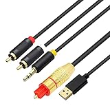 GINTOOYUN USB Koaxial Digital Analog Audio Kabel, AUX SPDIF Digital Koaxial auf 3,5 mm + 2 RCA Jack Converter Digital Audio Kabel für TV, PS4, Blu-Ray Player, Multimedia Lautsprecher, 1.5 Meters