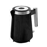 Russell Hobbs Wasserkocher [1,7L, 2400W] Brontë Black (Mattes Design,Silberakzente, Ausgusstülle, Wasserstandsanzeige, Herausnehmbarer Kalkfilter, Beleuchtung, Deckelöffnung per Knopfdruck) 26750-70