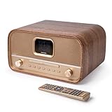 Roxel Amber All-in-One Kompaktes Retro-HiFi-System mit CD-Player, DAB/DAB+, BT-Audio-Streaming, 40 W RMS, USB-Wiedergabe & Laden, FM-Radio mit RDS, Farbdisplay, Uhr und Alarm, Fernbedienung