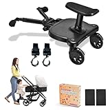 CozyGoo Buggy Board mit Sitz, Trittbrett Mitfahrbrett Universal mit 2 Kinderwagenhaken, Kiddy Board für 2-6 Jahre alte Kinder(Belastung 25 kg), Buggy Board für alle Kinderwagen