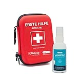 Erste Hilfe Set Outdoor nach DIN 13167 - Reiseset für Unterwegs - Wandern - Camping - Motorrad - Fahrrad - First Aid Kit für Survival und Notfall (1x Erste-Hilfe-Set Traveller + 1x Wundspray)