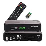 RED OPTICUM AX 150 Sat Receiver mit Aufnahmefunktion PVR I Digitaler Satelliten-Receiver HD mit HDMI - SCART - USB - Coaxial I 12V Netzteil ideal für Camping I Receiver für Satellitenschüssel