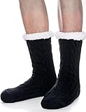 PROETRADE Herren Kuschelsocken Warme Stoppersocken Dicke Hüttensocken Winter Weihnachtssocken Geschenke für Männer Weihnachten ABS Flauschig Socken Christmas Socks(Schwarz)