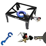 Bluecraft Gas-Hockerkocher 10,5 KW Profi Gaskocher Gas Kocher mit Zündsicherung und Piezozündung inkl. Gasreglerlöser mit Magnet + Schlüssel 17mm für Überwurfmutter 1/4'