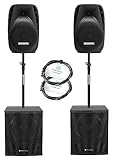 Pronomic 218S-215A Aktive PA-Anlage - aktives PA-Set mit 2X 18-Subwoofer und 2X 15-Satelliten - 1000 Watt Gesamtleistung (RMS) - inklusive Distanzrohre und 2,5m-Kabeln