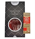 aBeiou. Schulter GESCHNITTENE EICHEL IBERISCHER SCHINKEN. Ausgehärtet +30 Monate in Guijuelo Spanien. Hycer-Garantiezertifikat. Jamon Iberico Bellota Patanegra. 100gr Karton