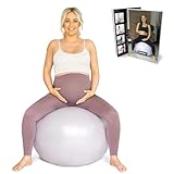 BABYGO® Gymnastikball Schwangerschaft Sitzball Büro Schwanger Yoga Pezziball | inklusive Schwangerschaftsbuch zur Geburt & Fitness | Anti-Burst 1000 Kg (Pearl, 65cm)