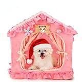 Iptienda Hundezelt Indoor, Waschbare & Zusammenklappbare Hundehöhle mit Rahmen, Belüftbares Hundebett mit Weicher Kissen für Katzen/Hunde, Hundehütte Leicht zu Installieren, Für 5-12 kg