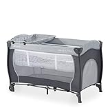 Hauck Reisebett 4 in 1 Sleep N Play Center inkl. Wickelauflage, Neugeborenen-Einhang, Schlupf. Rollen und Transporttasche, ab Geburt bis 15 kg, 120 x 60 cm, Kompakt Zusammenklappbar, Grau