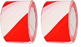 Amig - Absperrband | Hergestellt aus Niederdruck-Polyethylen LDPE | Maße: 500 m Länge x 70 mm Breite | Signalband zur Abgrenzung von Sicherheitsbereichen | Farbe: Rot und Weiß (Packung mit 2)