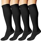 DDOBB 4 Paar Kompressionsstrümpfe Damen und Herren Stützstrümpfe Kompressionssocken Stützsocken Reisestrümpfe für Flug Sport Running Radsport(Schwarz*4, XXL)