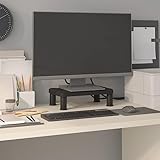 THOYTOUI TV Regal Monitor-Ständer Monitor-Heber Mit Stauraum Monitorständer Schwarz 38 x 24 x 10.5 cm Geeignet für Wohnzimmer Schlafzimmer Wohnung Hotel