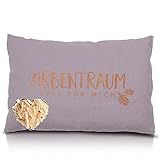 Herbalind Zirbenkissen Zirbentraum in Lilac/Roségold 30x20 mit Reißverschluss - Gefüllt mit Zirben Zirbenflocken Kopfkissen 100% Baumwolle ohne Zusatzstoffe, Schlafkissen, Duftkissen