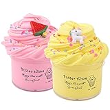 Basywiim 2 Pack Fluffy Slime Set, Butter Slime für Mädchen Jungen, Fragrance Relief Charm Clay Children Putty Toy, Super Weich und Nicht Klebrig, Kinder Stressabbau Kreativ DIY Spielzeug