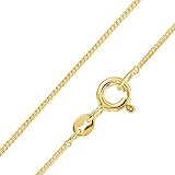 Materia Schmuck 925 Silber Panzerkette vergoldet 1mm - Damen Halskette in 50 cm gold K69-50