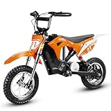 CCLIFE Elektro Motorrad Kinder Lithiumbatterie 36V 300W, 8/12/25 km/h, Elektrisch Pocket Bike Dirt Bike, Geschwindigkeit einstellbar für Kinder ab 3 Jahren, Orange