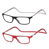 NEW VISION Lesebrille mit Magnetverschluss 2 pack, Lesebrillen, Bequem Magnetverschluss Vorne, Reading Glasses NV2904, Lesehilfe für Damen Herren (Rn, 2.5, x)