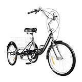 CAIYGG Adult Bike für Erwachsene 20 Zoll 8-Gang-Mountain Dreirad großes Dreirad, Anfänger, mit Korb vorne hinten und Beifahrersitz, für Einkaufen Outdoor Radfahren Fahrrad