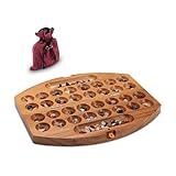 LOGOPLAY Bao - Hus - Kalaha - sehr kleines Reisespiel für unterwegs - 30cm lang - Steinchenspiel - Edelsteinspiel - oval aus Samena-Holz
