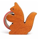 Xiciki Eichhörnchen Klebebandspender, Holz Abroller für 23mm Klebeband, Dekorativer Tierischer Schreibtischhelfer