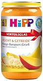 HiPP Bio Frucht & Getreide Mango-Bananen-Grieß, 6er Pack (6 x 250g)