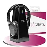 Casativo Digitaler Stereo-Funk-Kopfhörer mit 2-in-1 Funk- & Ladestation – kabellos, 30 m Reichweite, kristallklarer Sound, bequem & leicht, schwarz