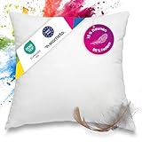wometo Premium-line Oeko-TEX Feder- & Daunenkissen Sofakissen - 85% Federn 15% Daunen 50x50 mit 600 g Füllung Bezug Baumwolle weiß