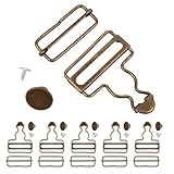 PEUTIER 6 Sets Metal Overalls Buckles, 38 mm Dungaree Schnallen Metall Latzhosen mit Verstellbarer Schiebeschnalle und Knöpfen Kürbisschnalle für Jeans Hosenträger DIY-Nähzubehör (Bronze)