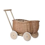 e-wicker24 Wagen aus Weide Anhänger Korbanhänger Korbpuppenwagen Spielschubkarre perfekte Geschenkidee für Jungen und Mädchen Spielzeug aus Korbgeflecht Lauflernwagen Weide (Natur)