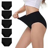 NUOZA Bauchweg Unterhosen Damen Unterwäsche Frauen Schlüpfer Damen High Waist Baumwolle Taillenslip 5er Pack Shape Unterhose Kaiserschnitt Pantys Schwarz XL
