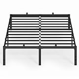 VASAGLE Einzelbettgestell, Bett, 90 x 200 cm, Metallbett, Bettrahmen, Unterbettaufbewahrung, modern, Gästebett, einfacher Aufbau, tintenschwarz RMB152BD01