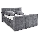 Stella Trading DENVER 6 Boxspringbett 180x200 mit Bettkasten, Anthrazit - Bequemes Doppelbett mit 7-Zonen Federkern Matratze und Topper - 202 x 123 x 240 cm (B/H/T)