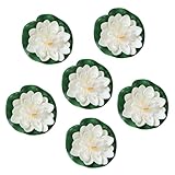 Caelura 6 Stück Künstliche Seerosen, Schwimmende Blumen, Künstliche Seerosen Schwimmend, Wasserlilie Schwimmende TeichDekoratio, Schwimmende Aquarium Pflanzen, White Lotus Blume Deko (weiß)