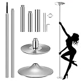 Roluck Pole Dance Tanzstange, 45 mm Durchmesser Einstellbare Länge Professional Stangentanz Set, Tragbar Abnehmbar Tabledance Strip Stange mit Statisch + Spinning-Funktion Roluck…