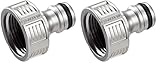 Gardena Premium Hahnverbinder26,5mm (G 3/4') : Adapter für Wasserhähne, wertiges Metall, spritzfreier Wasserfluss, frostsicher, verpackt (18241-20) (Packung mit 2)
