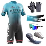 Herren Fahrrad Skinsuit,Kurzarm-Radsportanzug，Gepolstert einteilig Trisuit Bike Short Trisuit Einteiler für Wettkampf，Handgefertigter Hochdichter Schwamm in Wettkampfqualität Gepolstert (TYP-1,XL)